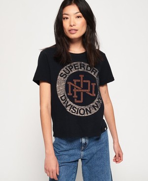 Superdry Sport Logo Reverse Stud Boxy Női Pólók Fekete | UDTIW2439